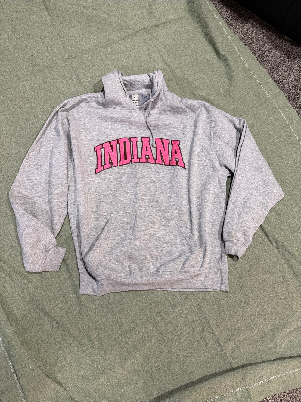 J. America Gray Crewneck Sweater with Pink "INDIANA" Lettering